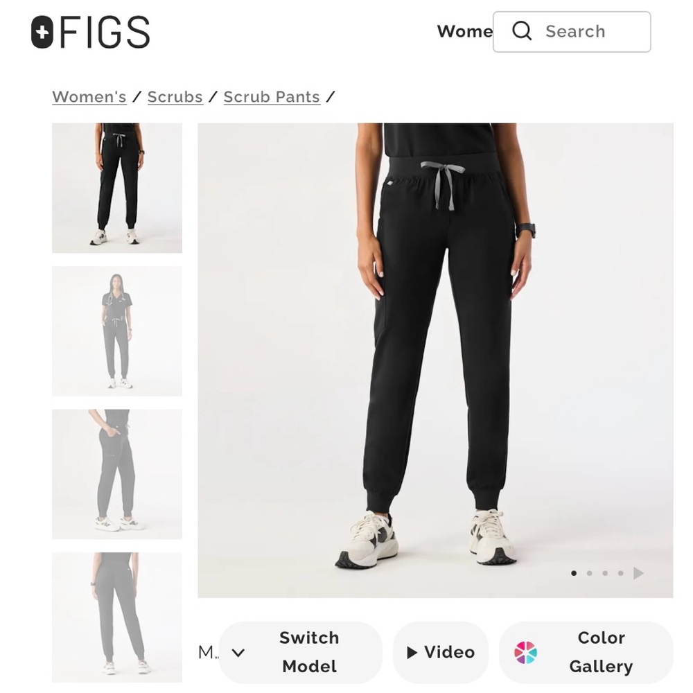 TALL Figs Black Zamora Women's Jogger Scrub Pants with Drawstring XL TALL - Picture 10 of 12